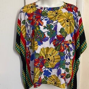 Susan Graver Artisan Embellished Printed Kimono Poncho  XL